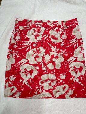 Loft Red Floral Midi Skirt - NWT - Sz 12